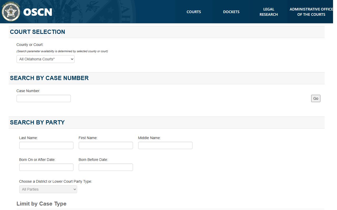 Haskell County court records after arrest OSCN docket search page